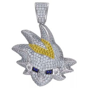 925 Sterling Silver GOKU Pendant Charm Iced Out CZ